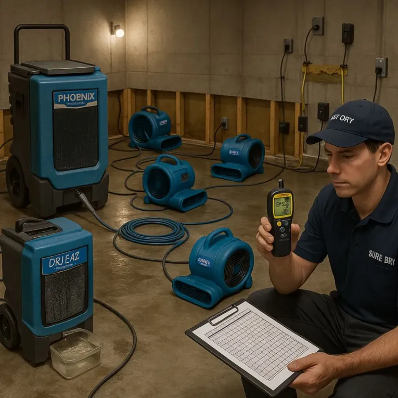 Structural Drying and Dehumidification process in Advance, NC